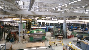 A picture of the bus depot's repair area.