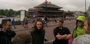 Meredith and our group at the start of our ride near Amsterdam Central